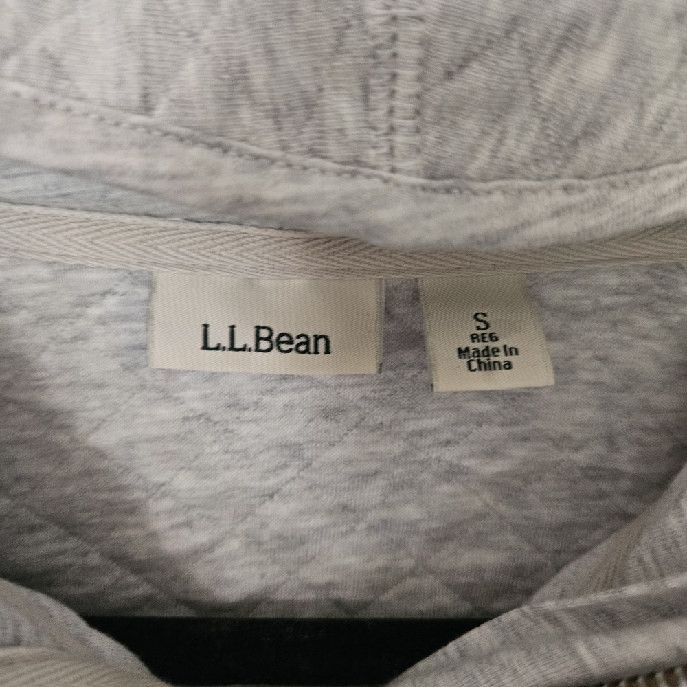 LL Bean Jacket Sweater S Grey Quilted Knit Full Zip Pockets Casual Layering Cozy - Picture 4 of 8